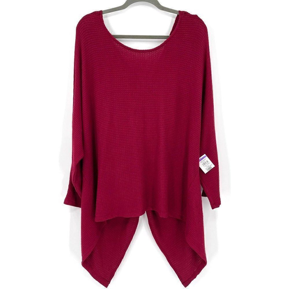 1.State Twist Back‎ Pointelle Burgundy Sweater Long Sleeves Soft Women XL NWT